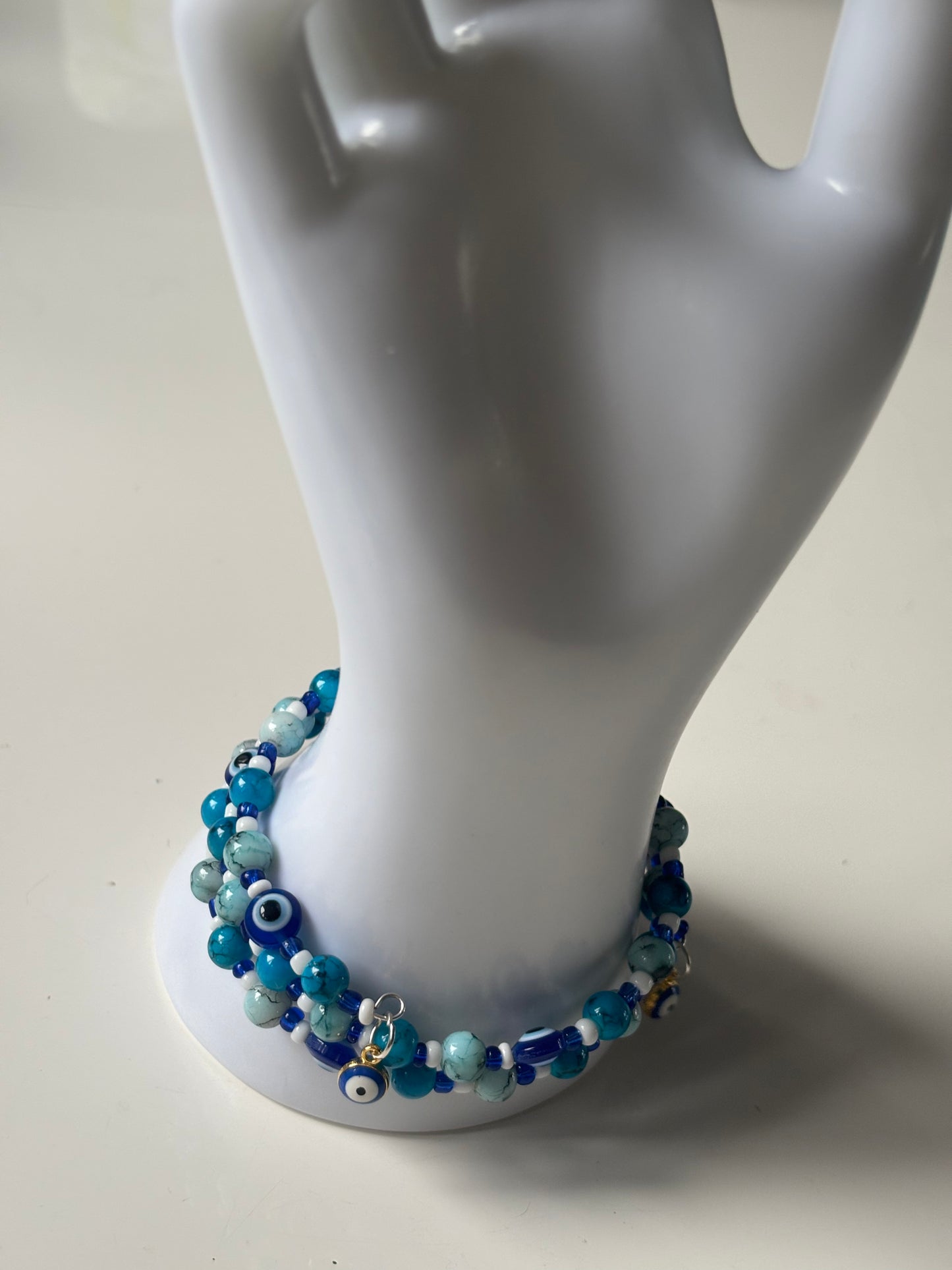 Handmade memory wire bead evil eye bracelet buy 1 get 1 free