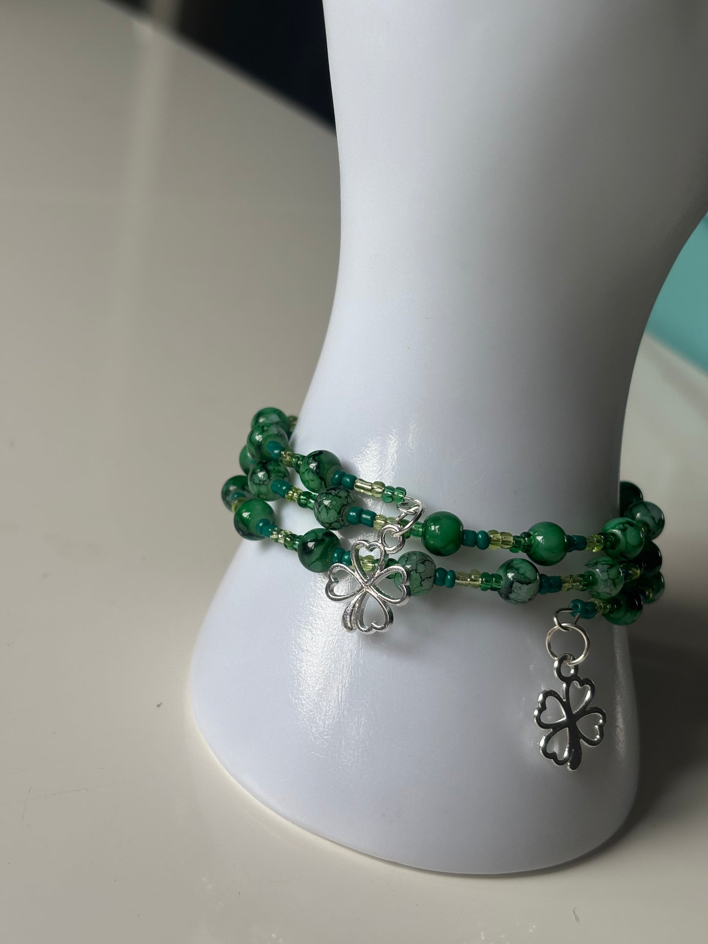 Handmade memory wire bead clover bracelet buy 1 get 1 free