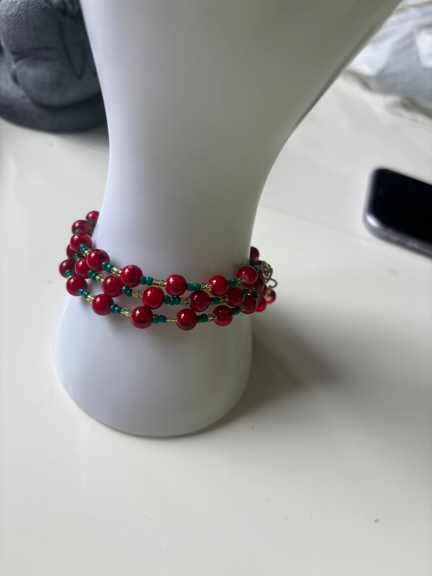 Handmade memory wire cherry bead bracelet buy 1 get 1 free