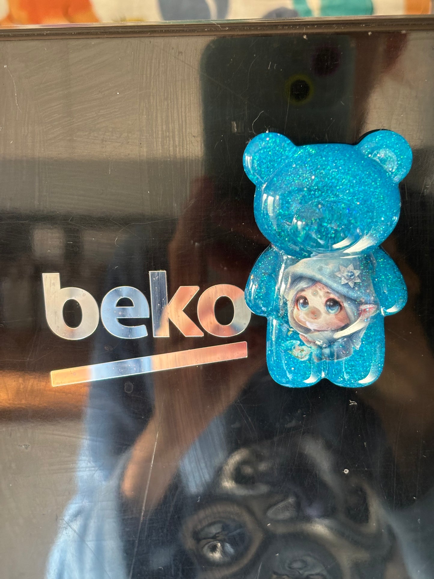 Handmade resin bear fridge magnet