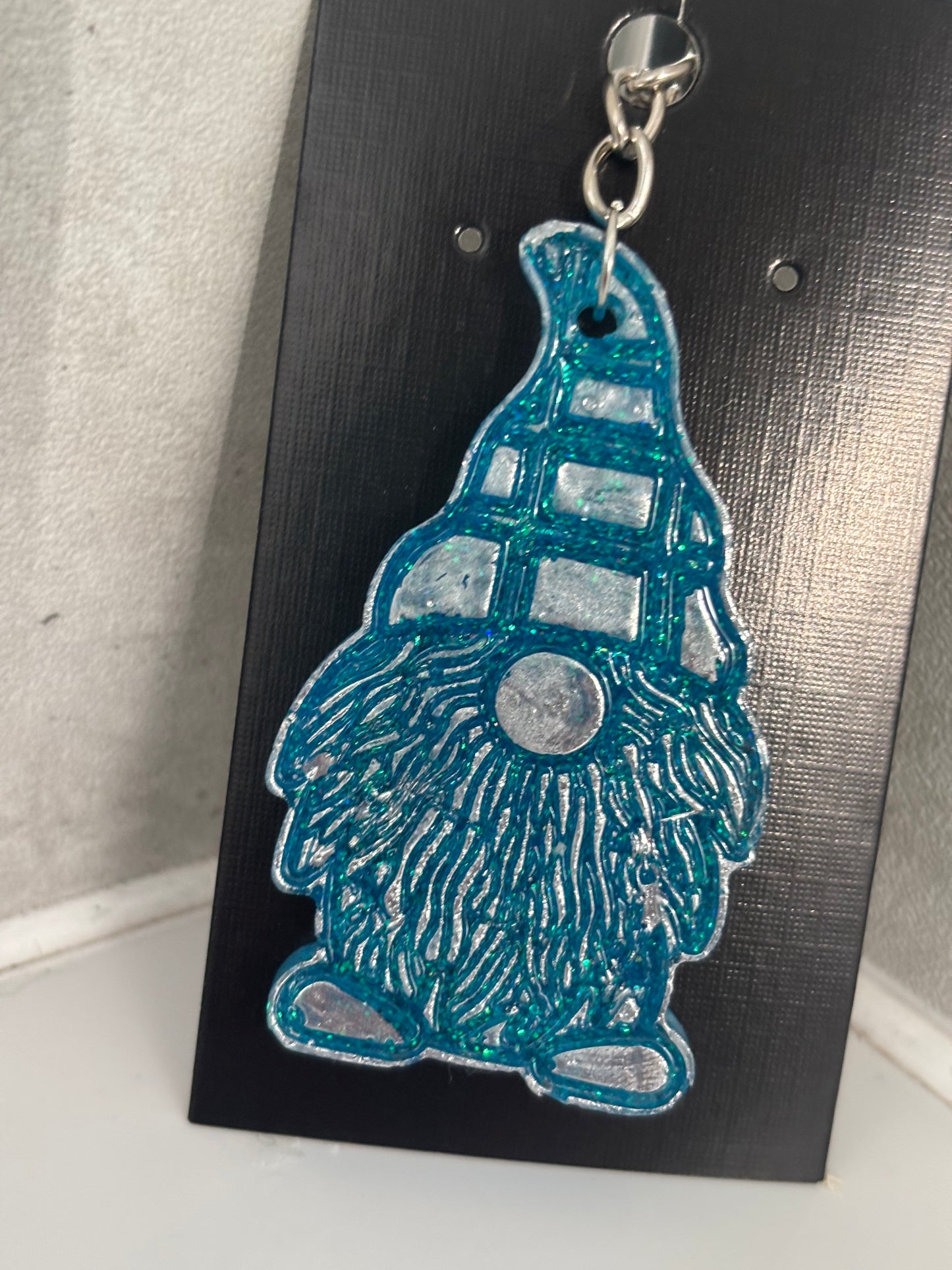 Handmade resin gnome keyring