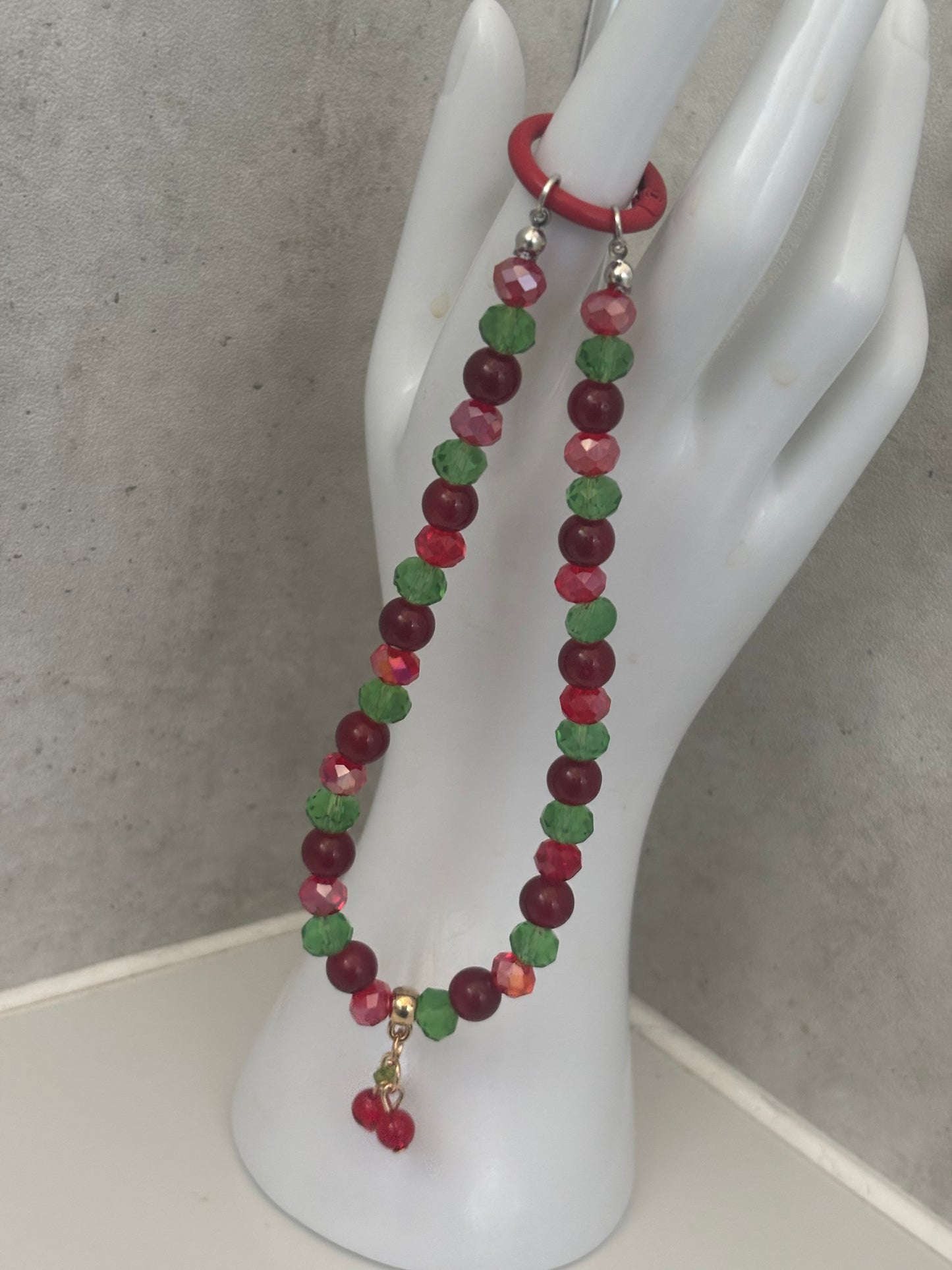 Handmade cherry bag charm