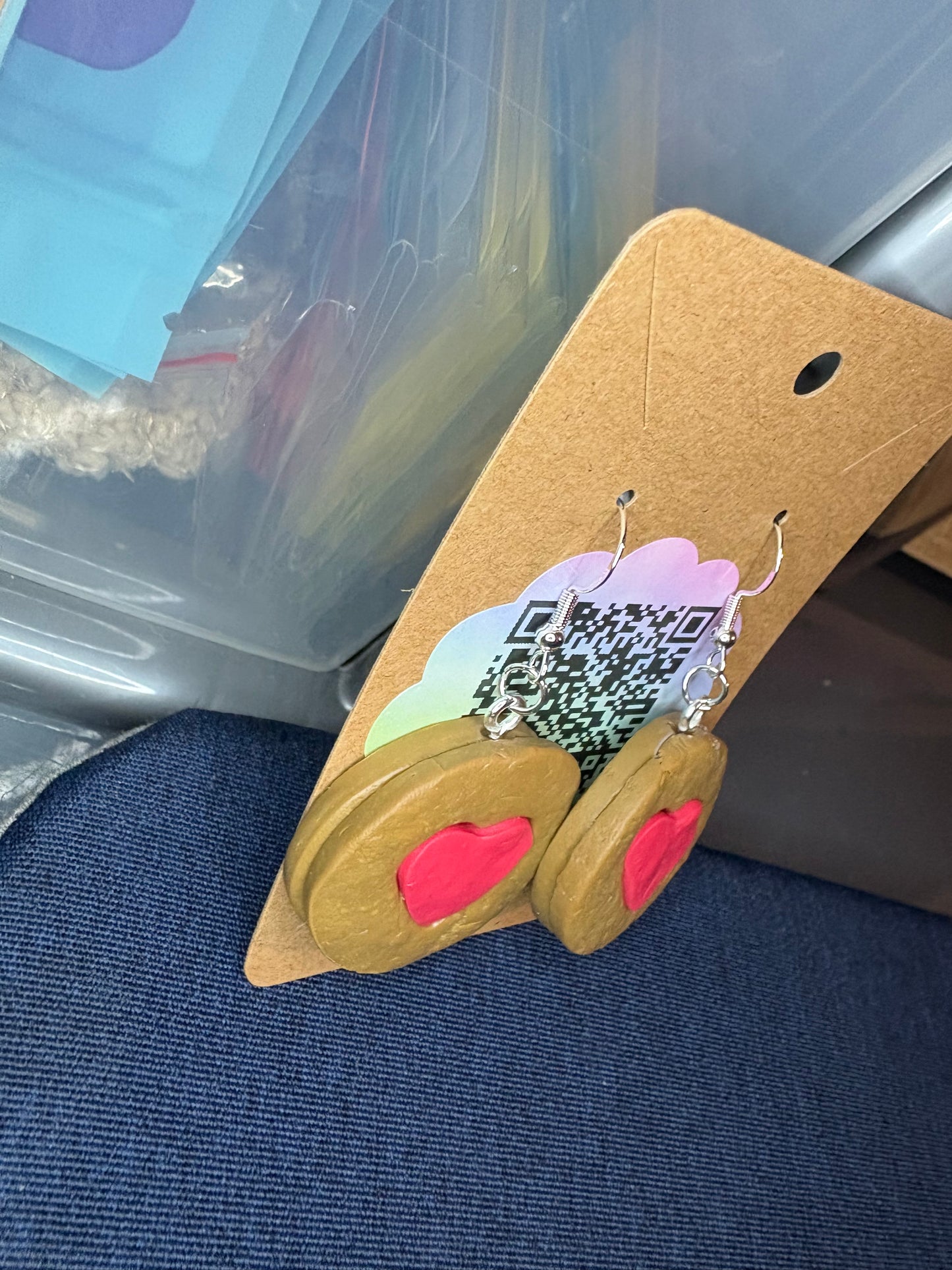 Handmade polymer clay jammy dodger earrings