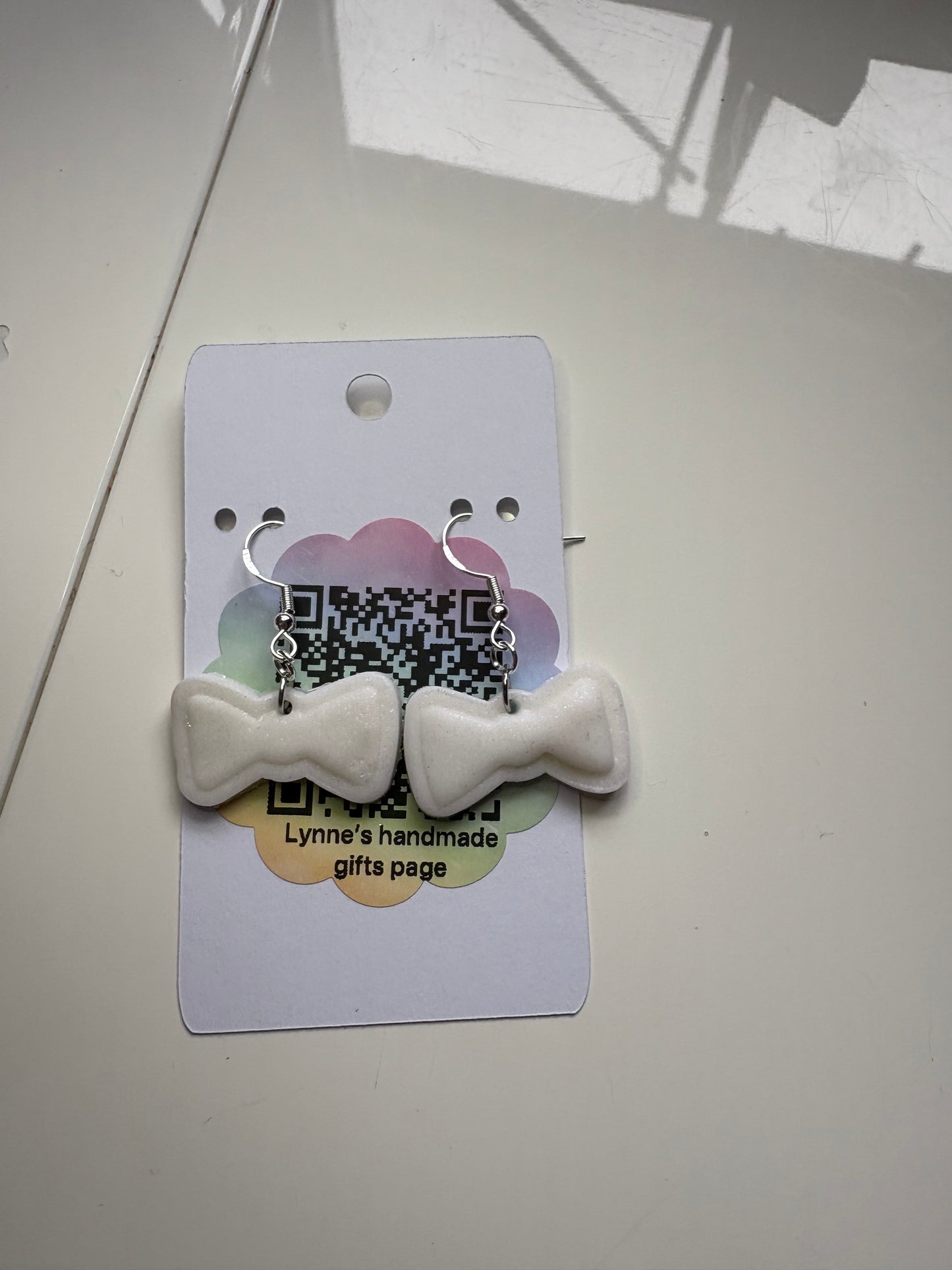 Handmade polymer clay bow earrings