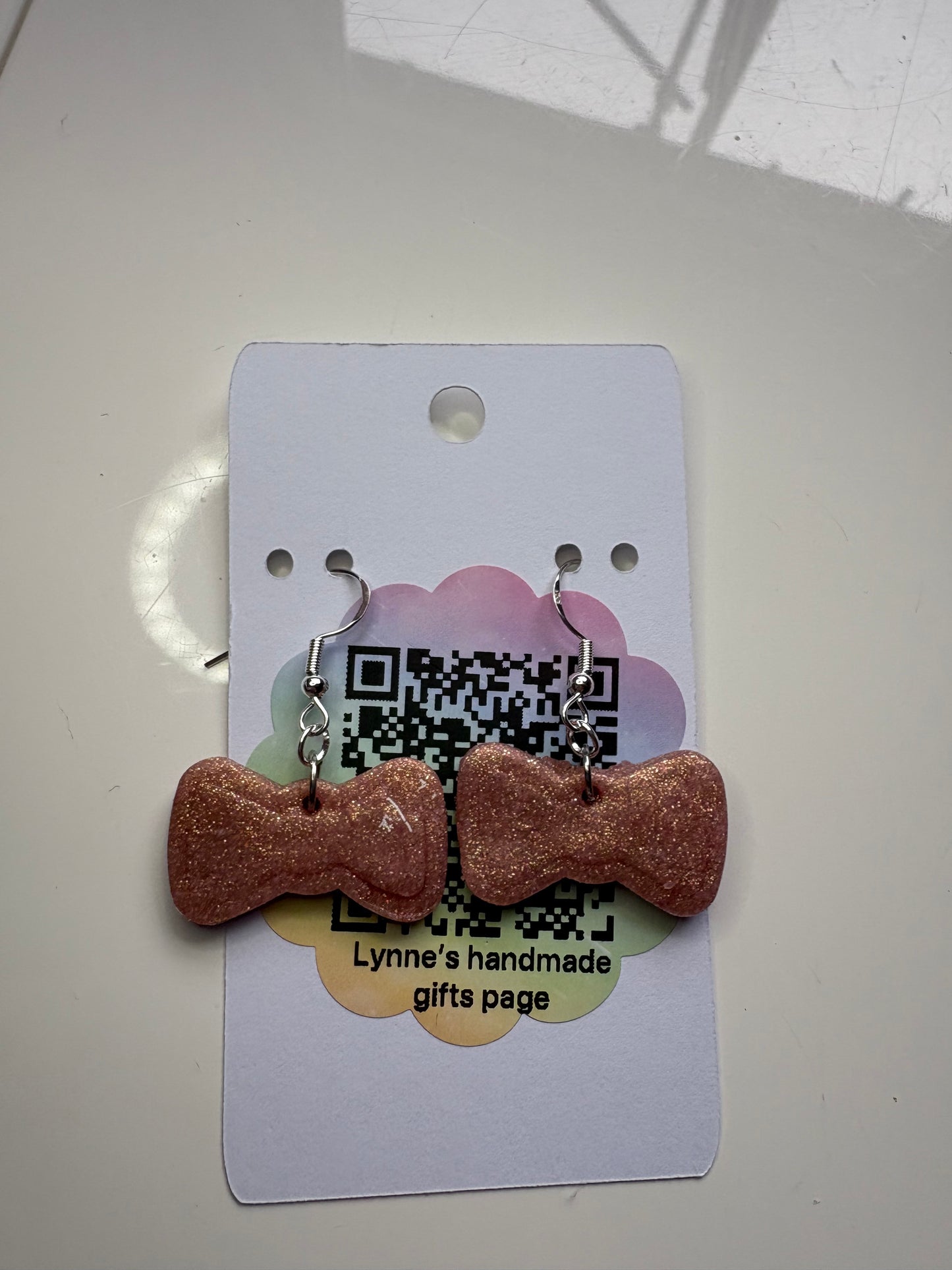 Handmade polymer clay bow earrings