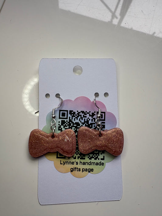 Handmade polymer clay bow earrings