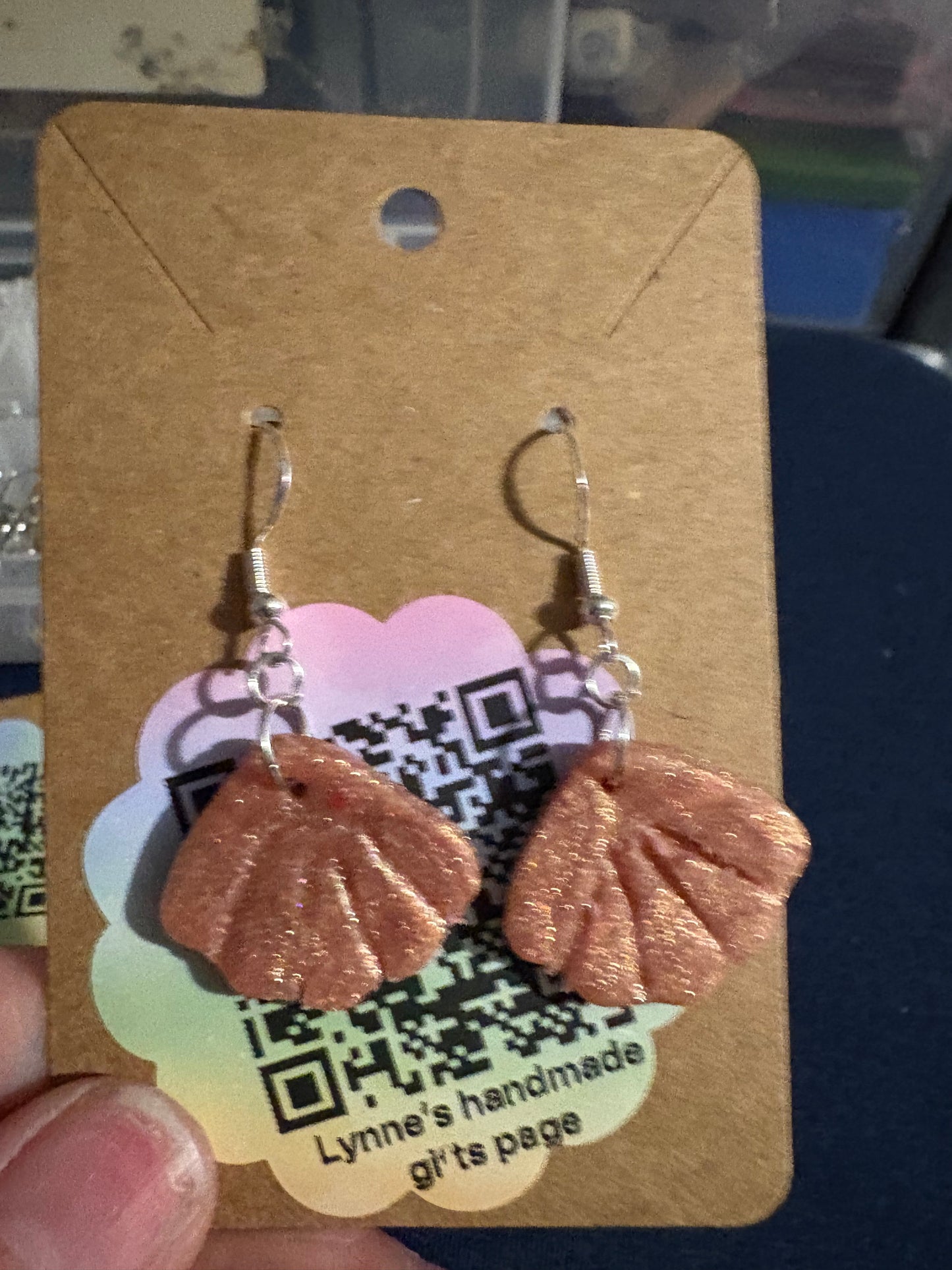 Handmade polymer clay shell earrings