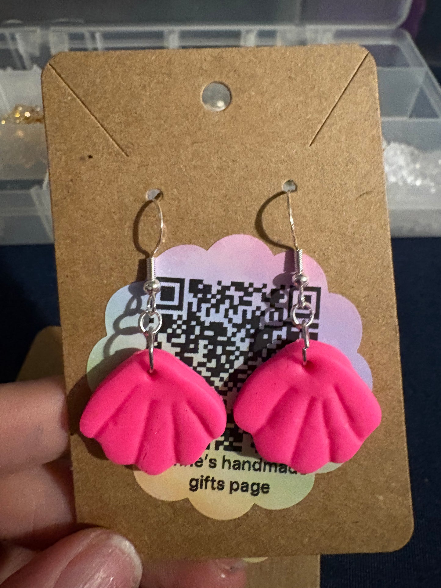 Handmade polymer clay shell earrings