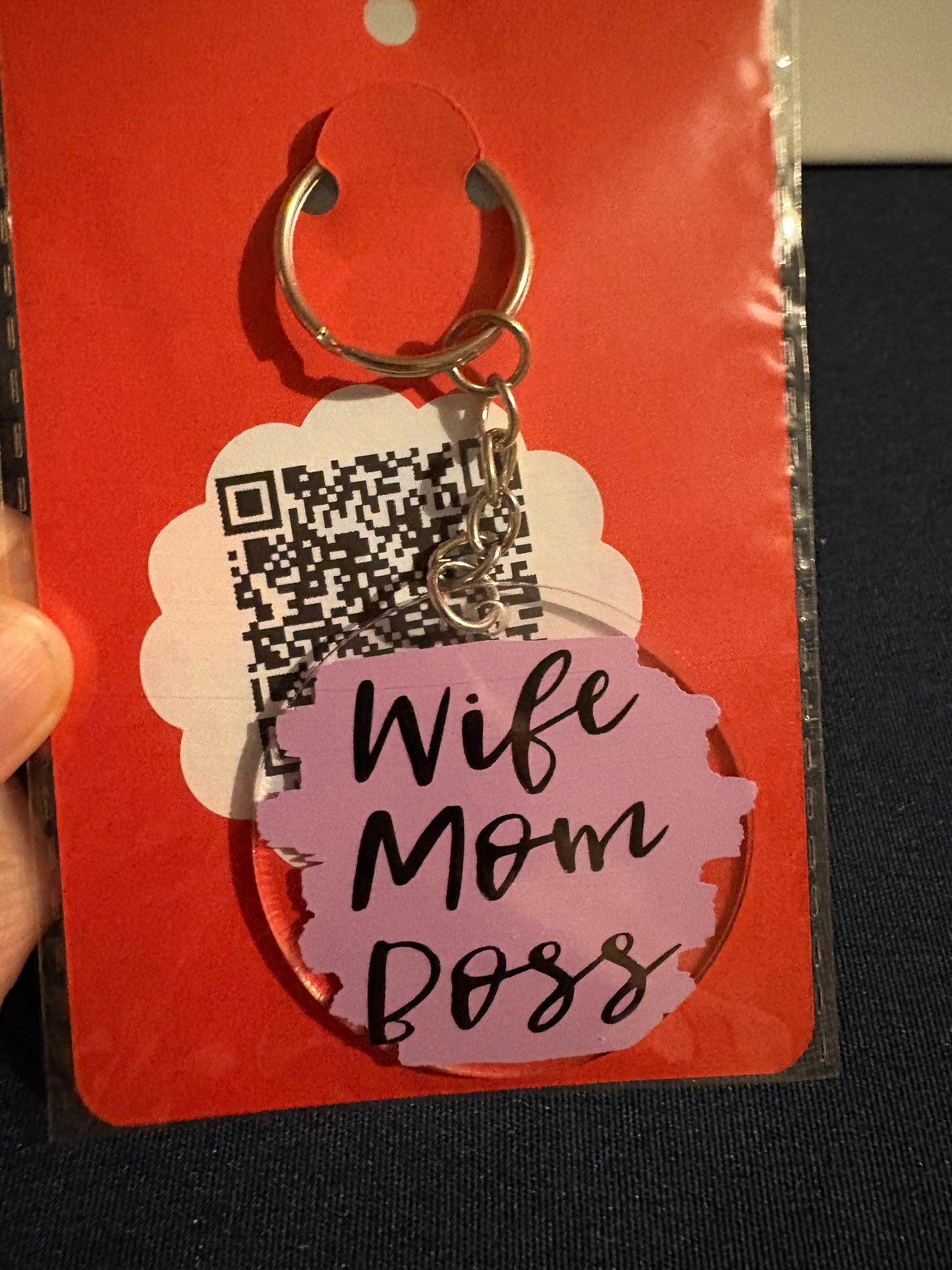 Handmade wife mom boss Keyring