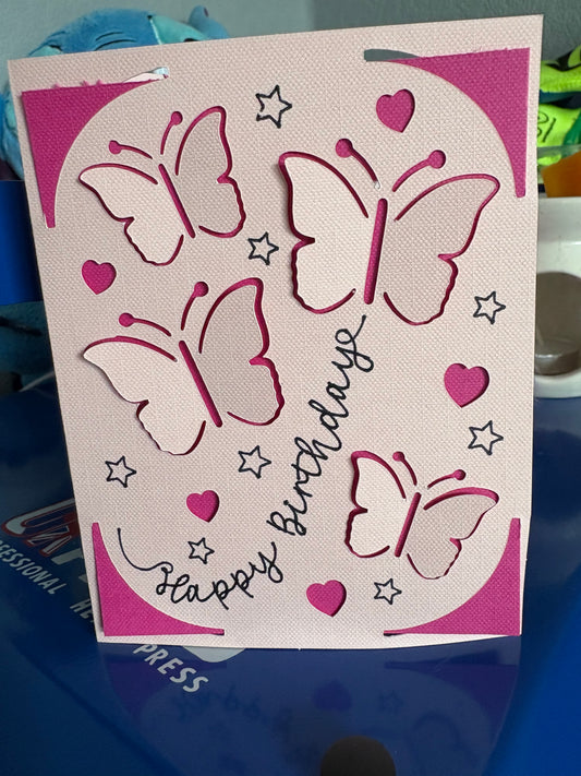 Handmade happy birthday butterfly card