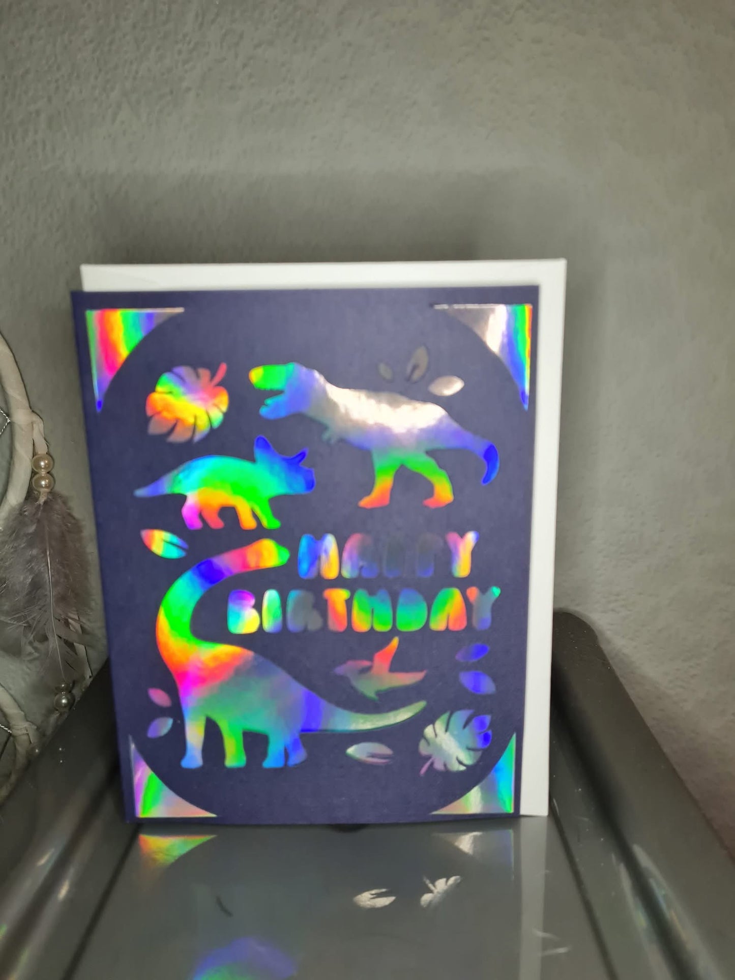 Handmade dinosaur happy birthday card