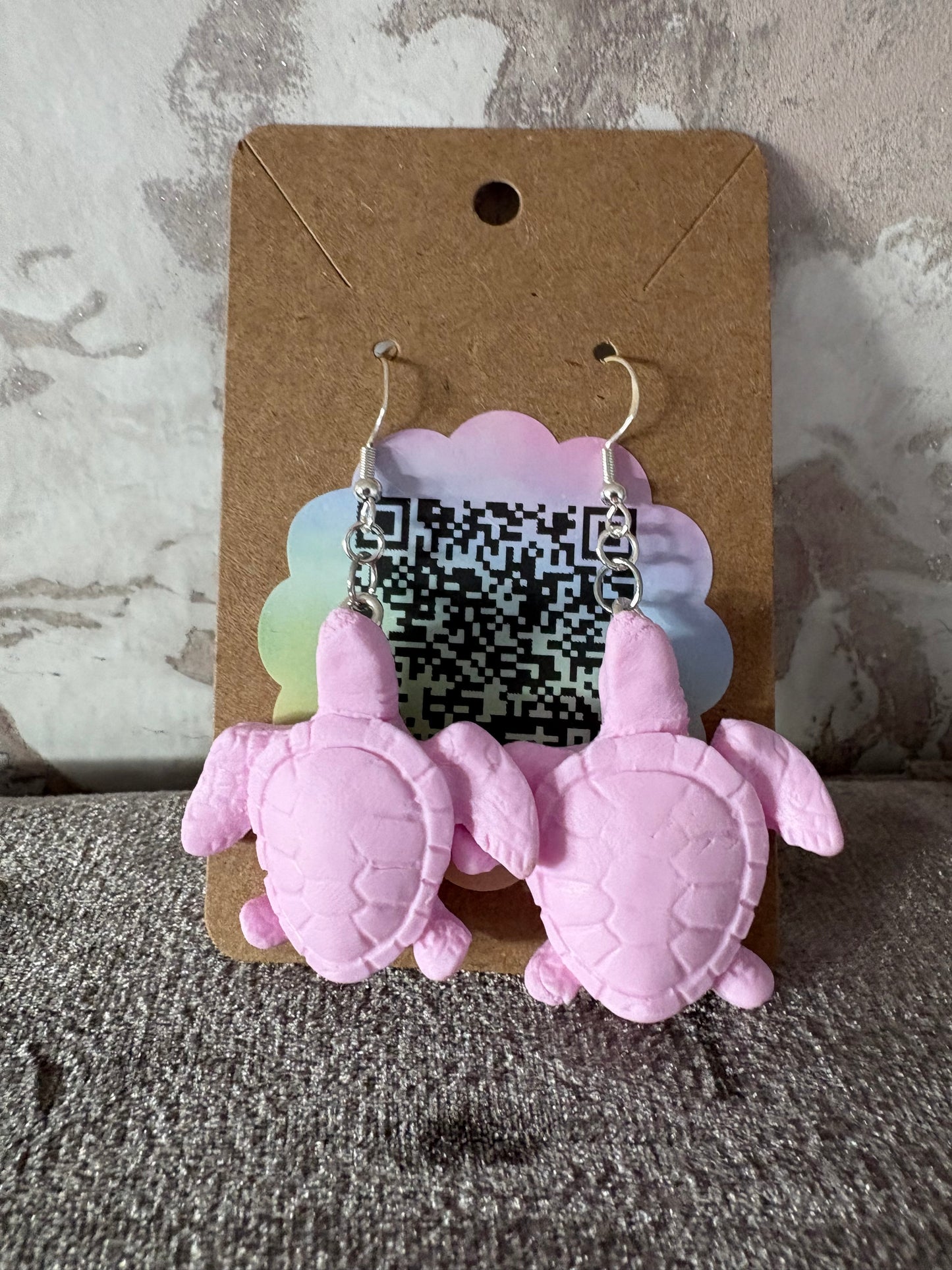 Handmade polymer clay turtle earrings