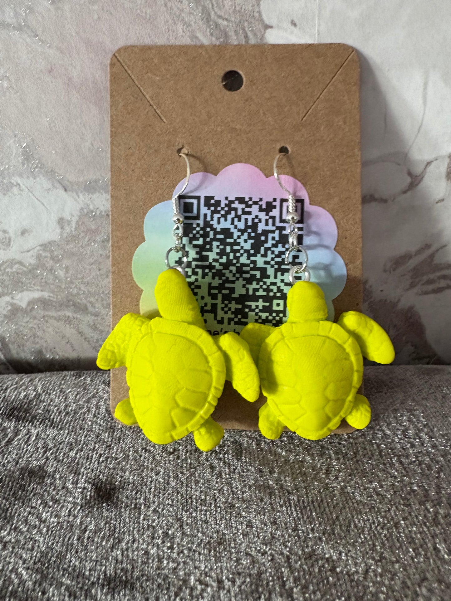 Handmade polymer clay turtle earrings