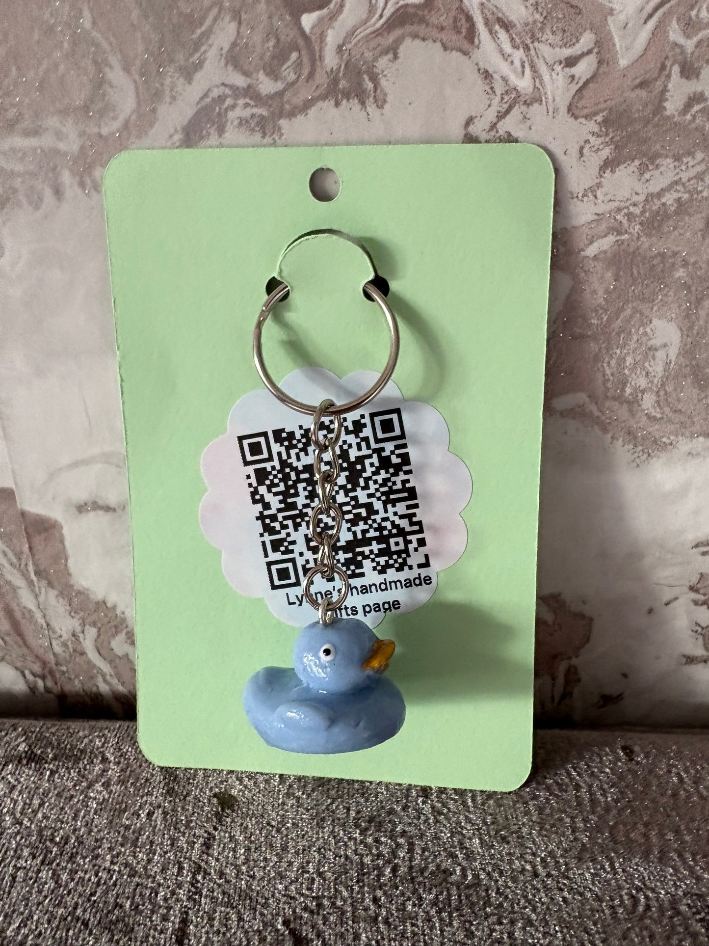 Handmade polymer clay duck Keyring