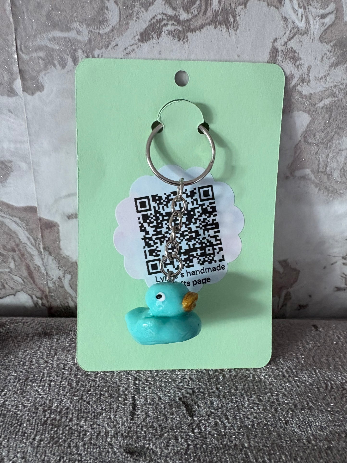 Handmade polymer clay duck Keyring