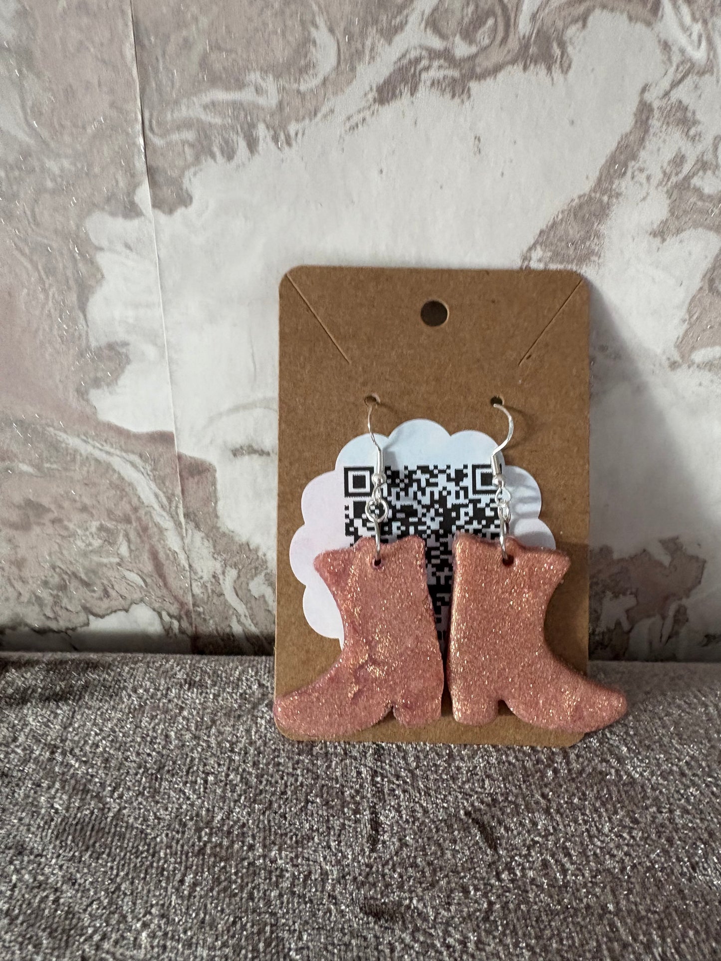 Handmade polymer clay cowgirl boots earrings