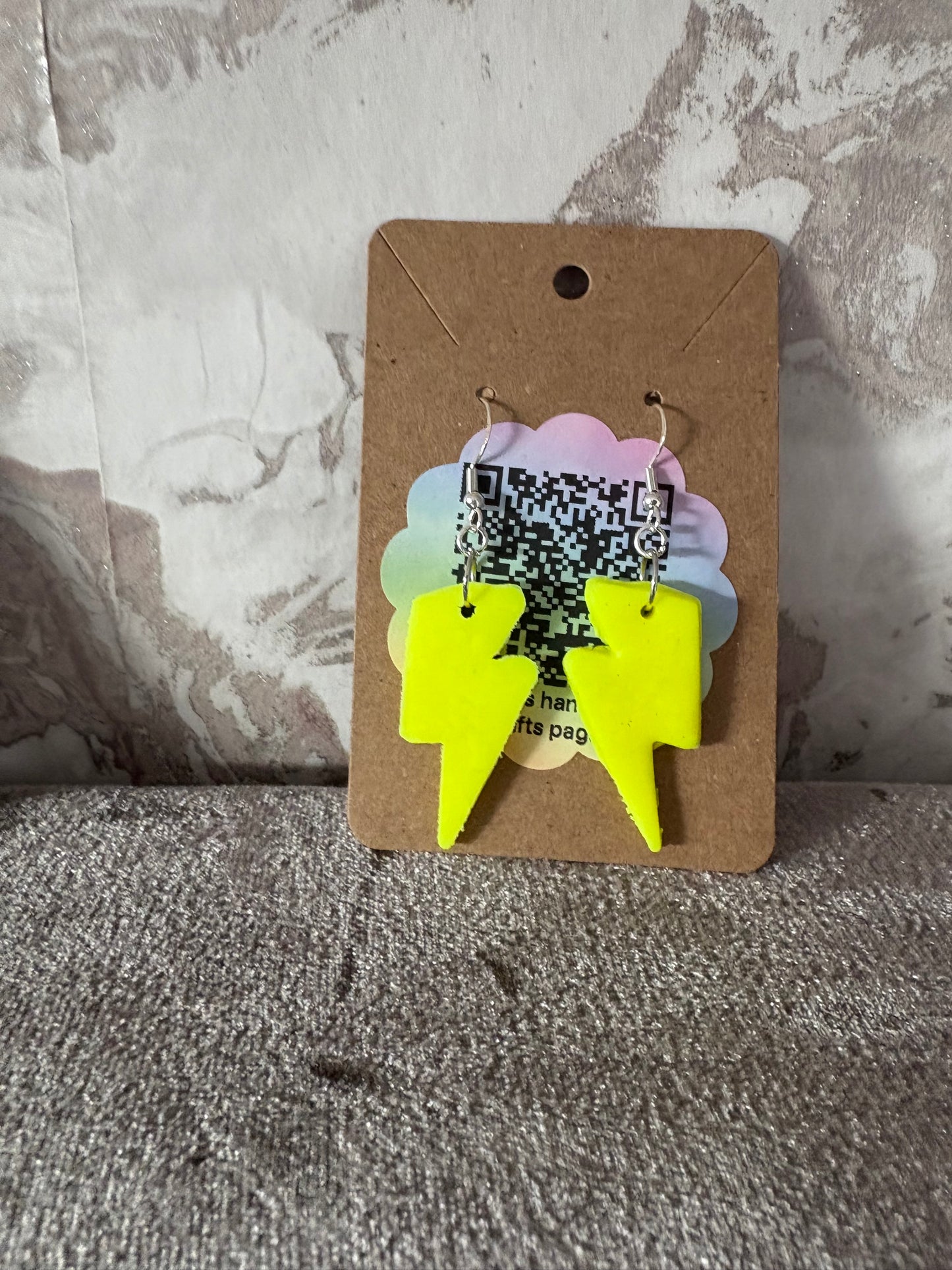 Handmade polymer clay lightning bolt earrings