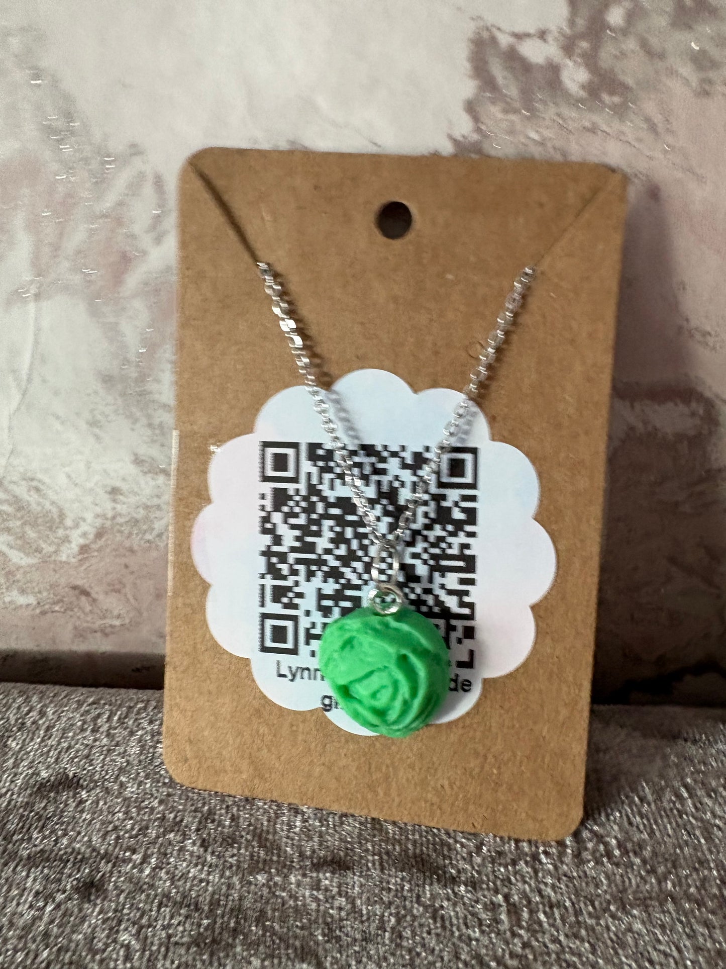 Handmade polymer clay rose necklace