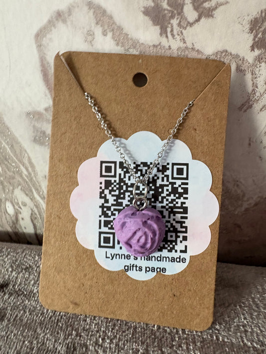 Handmade polymer clay rose necklace