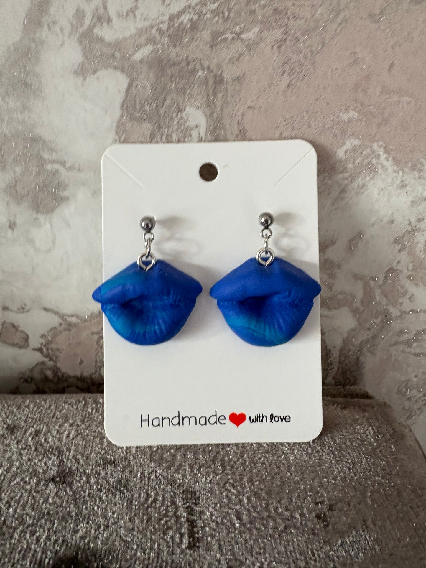 Handmade polymer clay lip earrings