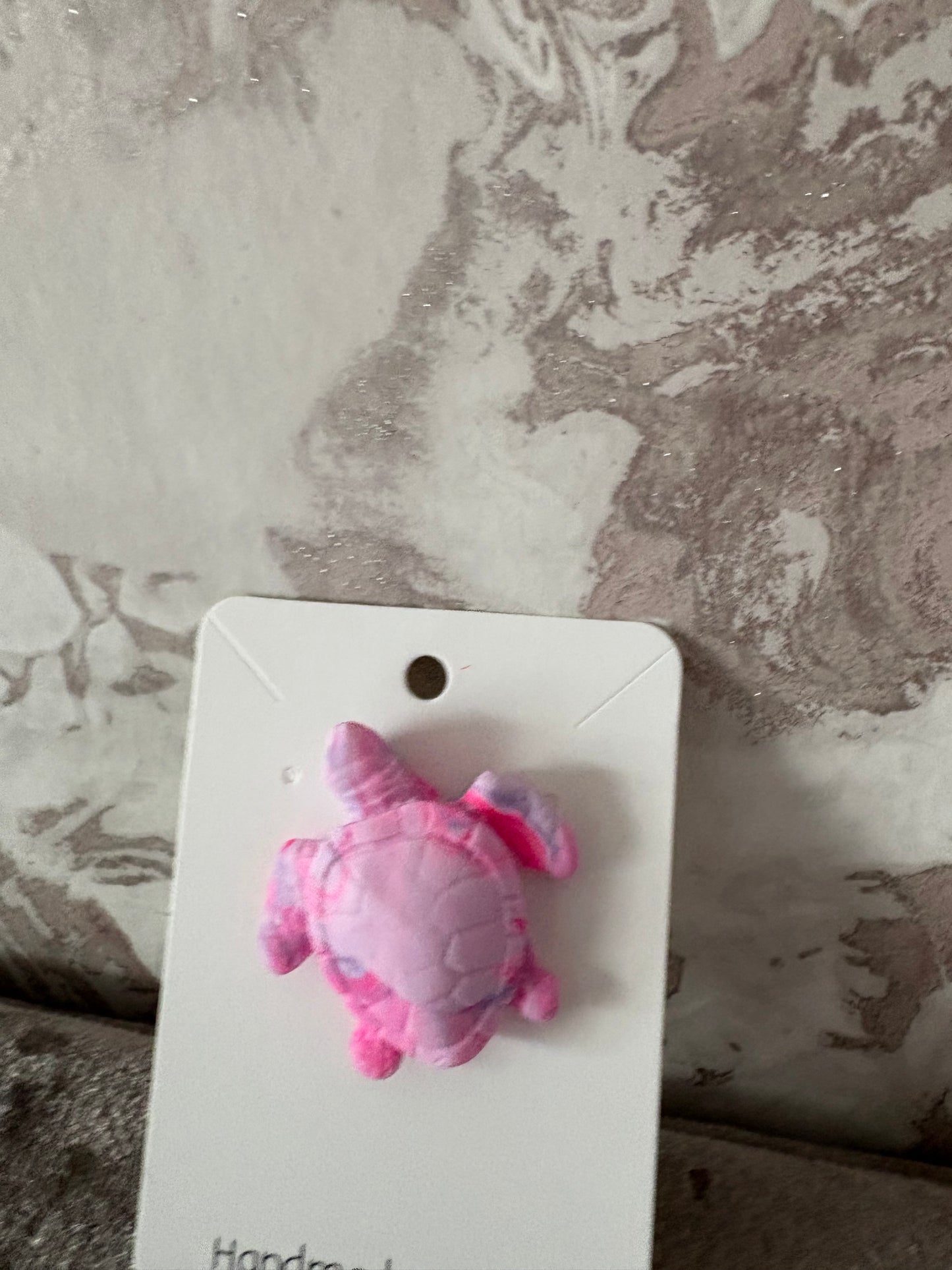 Handmade polymer clay turtle badge pin