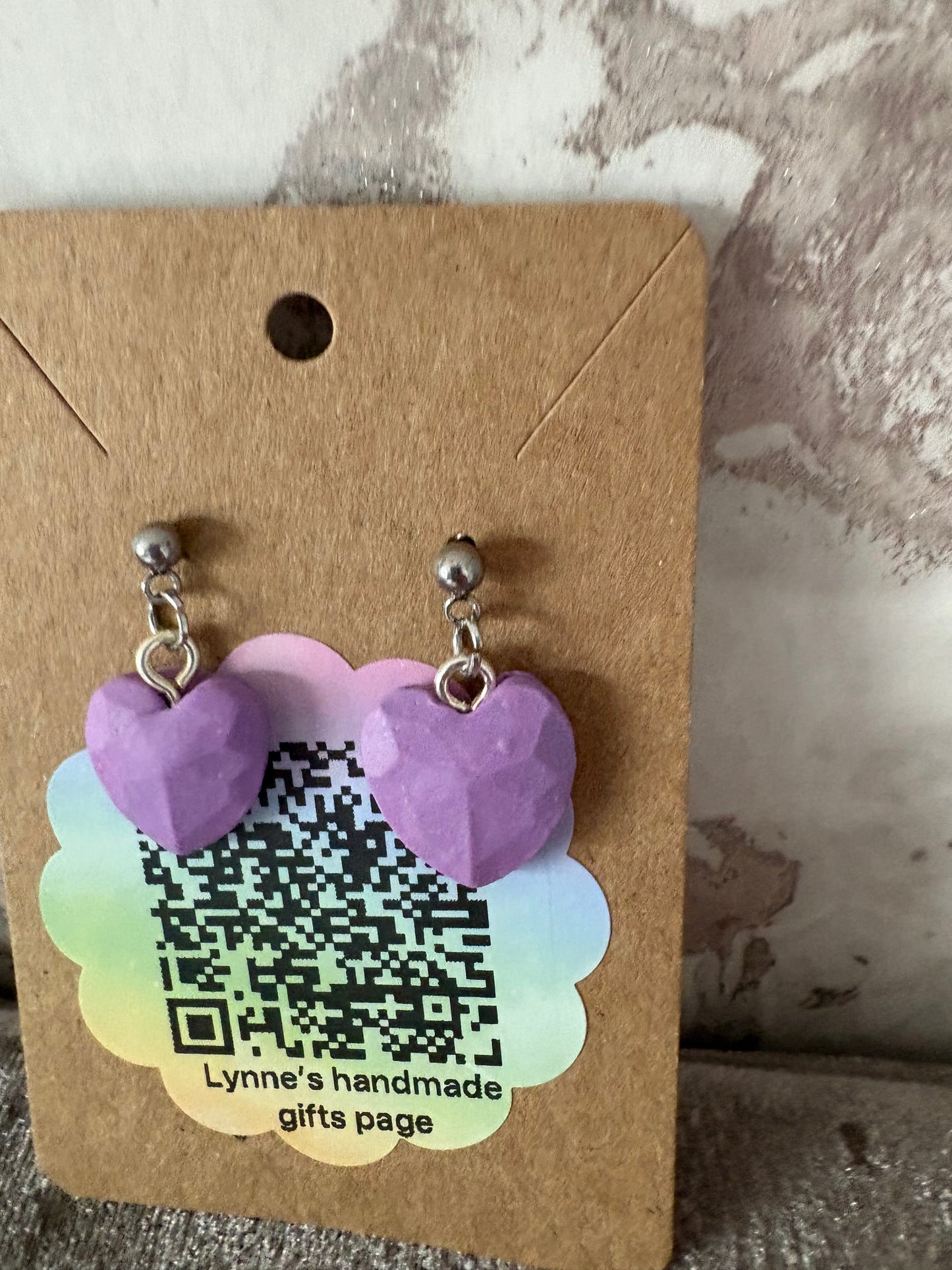 Handmade polymer clay heart earrings