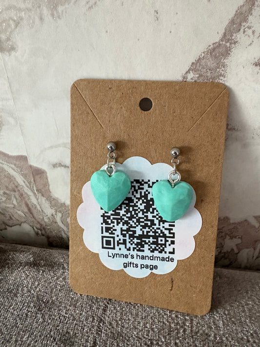 Handmade polymer clay heart earrings