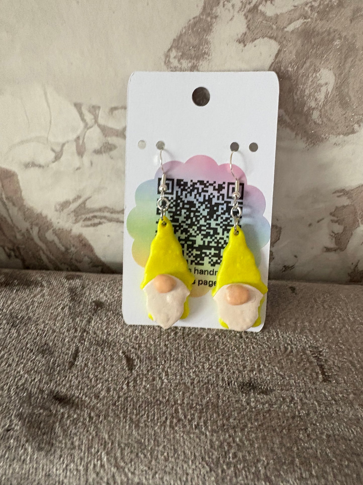 Handmade polymer clay gnome earrings