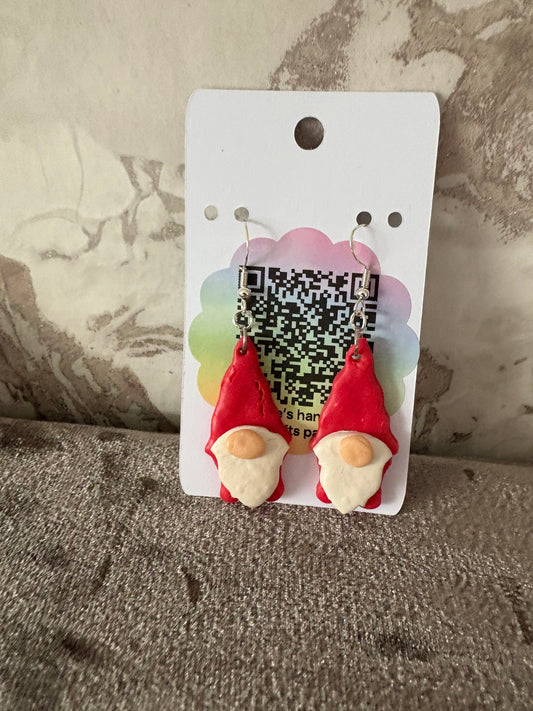Handmade polymer clay gnome earrings
