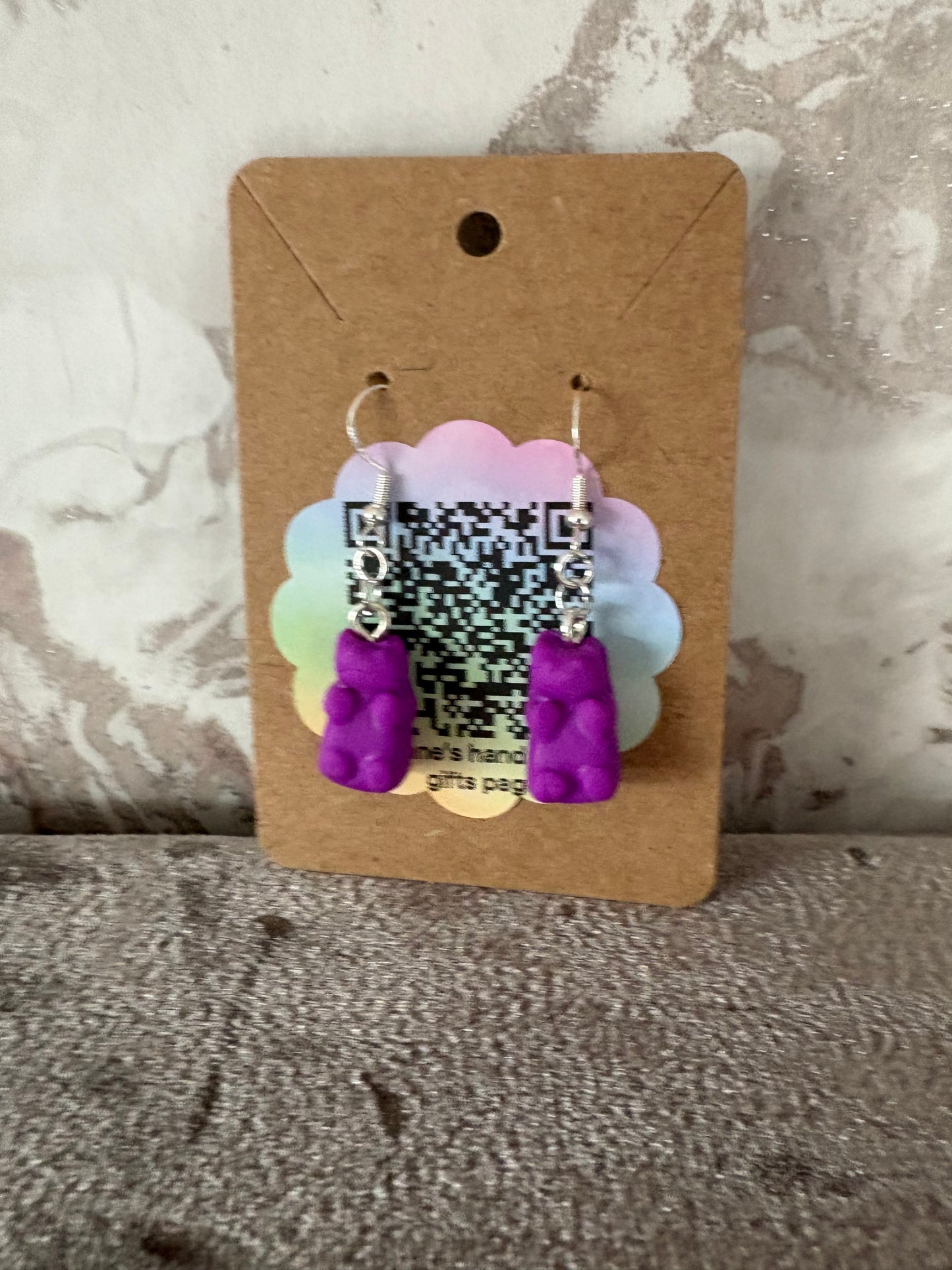 Handmade polymer clay gummy bear earrings