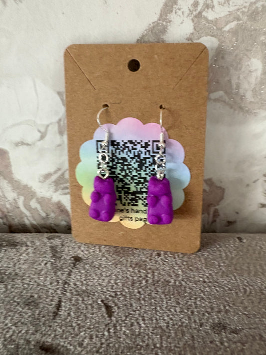 Handmade polymer clay gummy bear earrings
