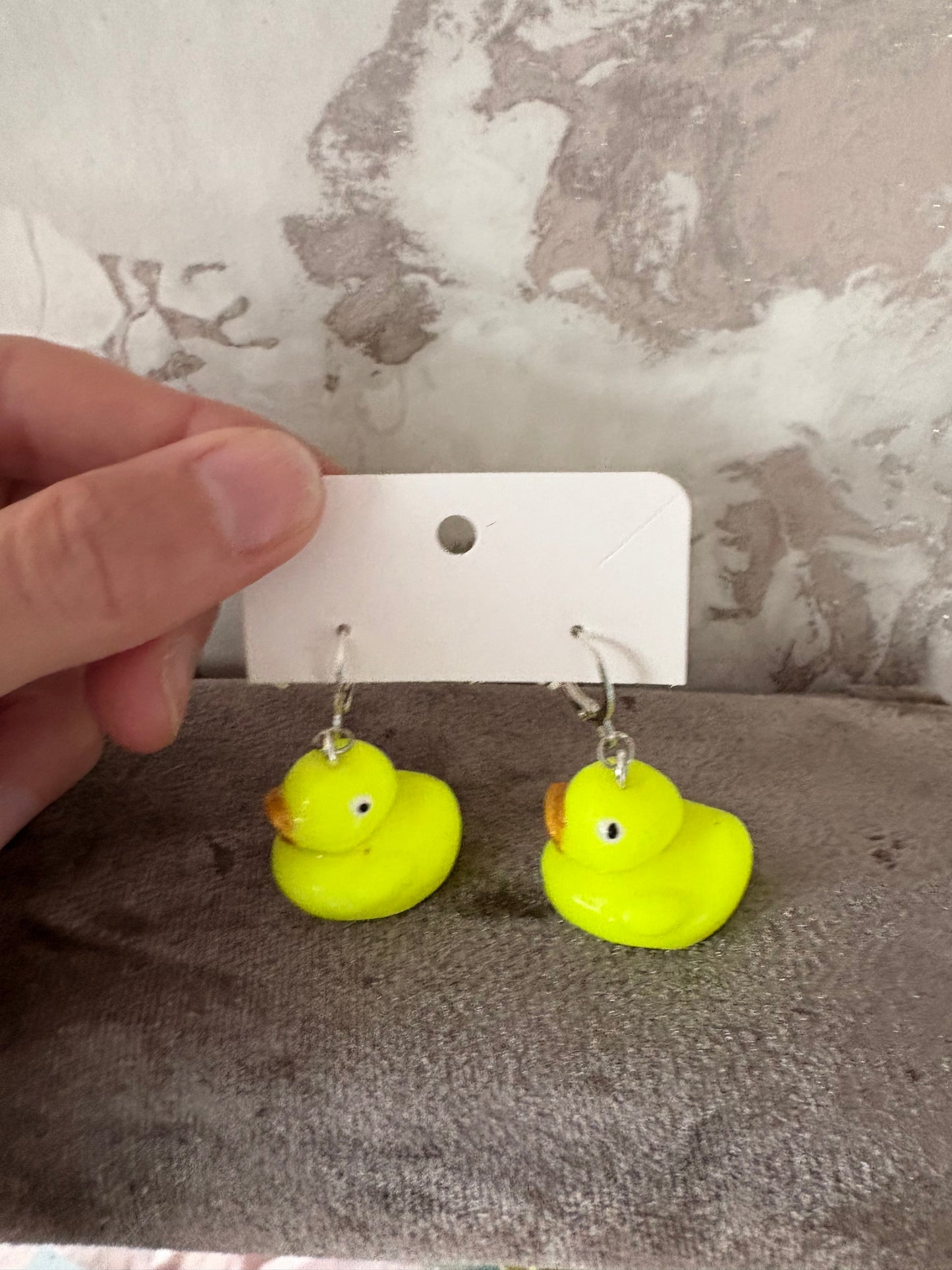 Handmade polymer clay duck earrings