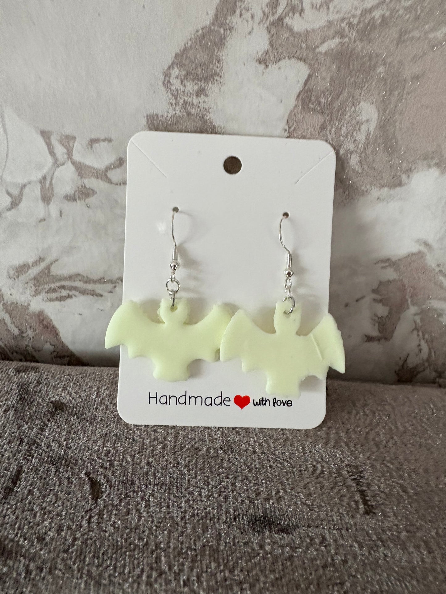 Handmade polymer clay bat earrings