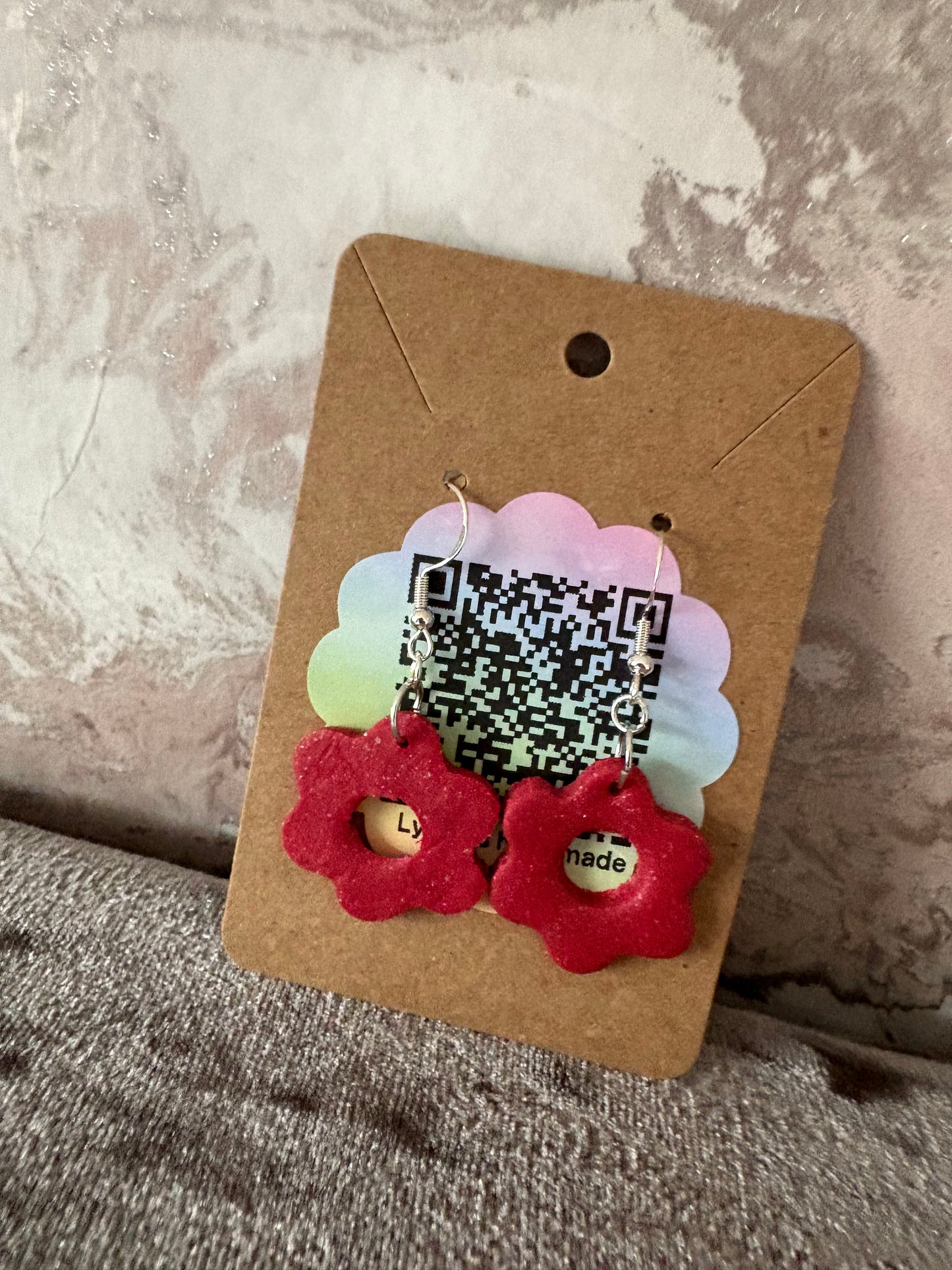 Handmade polymer clay flower earrings