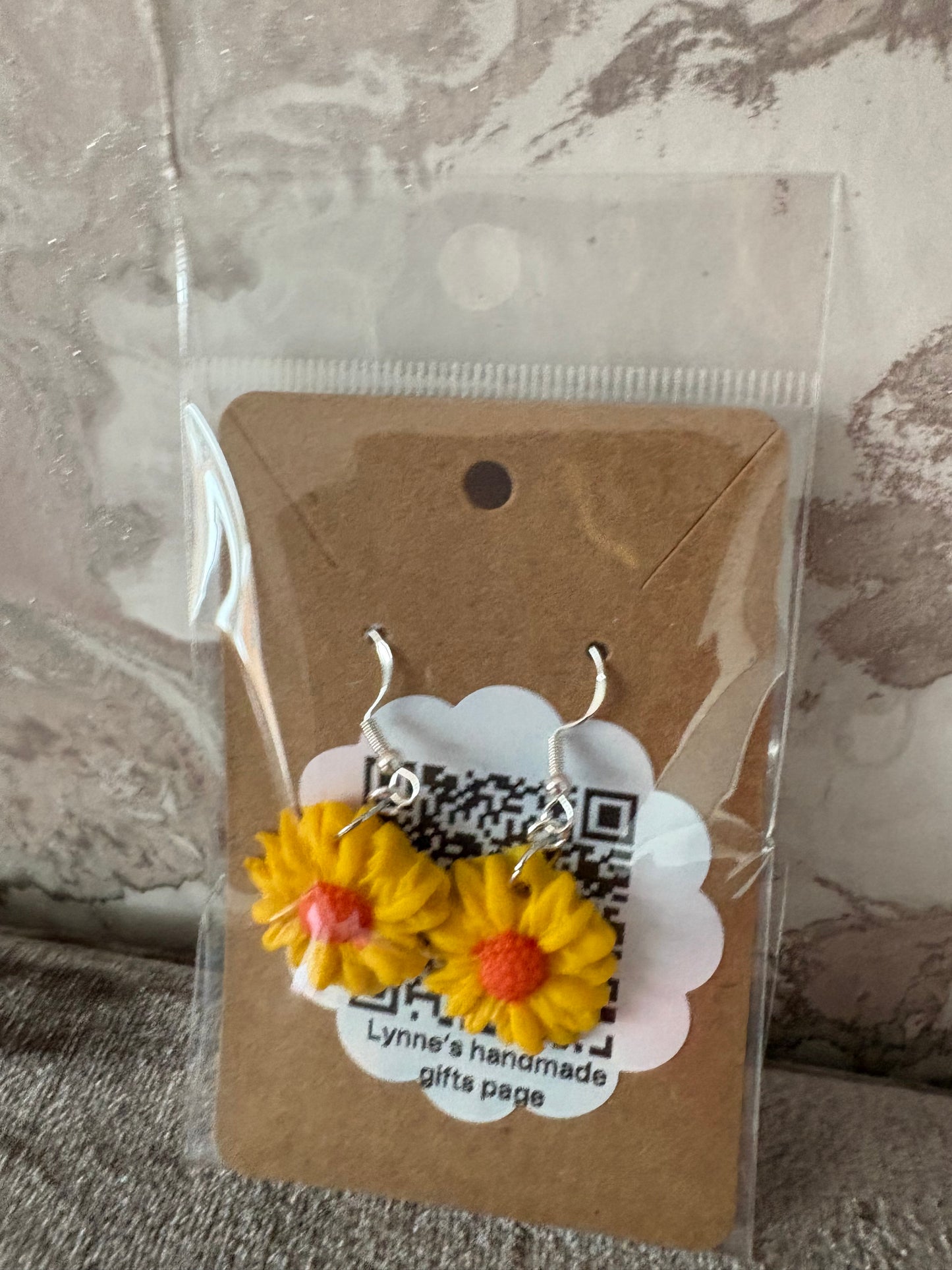 Handmade polymer clay sunflower earrings
