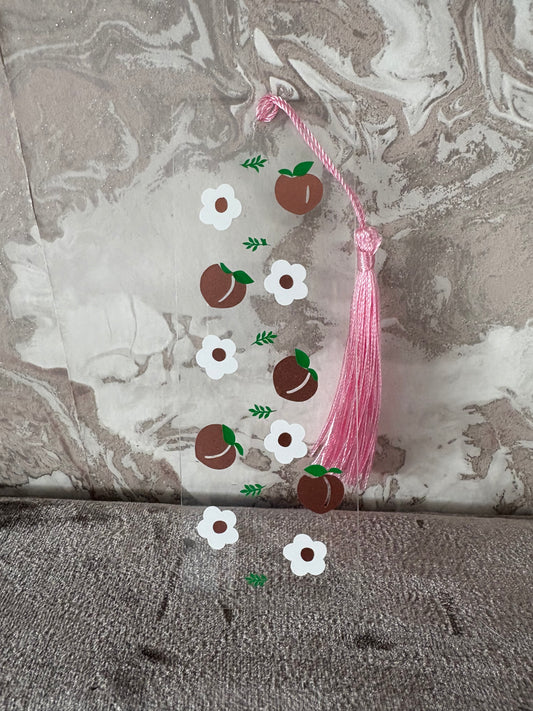 Handmade peach and flower acrylic bookmark