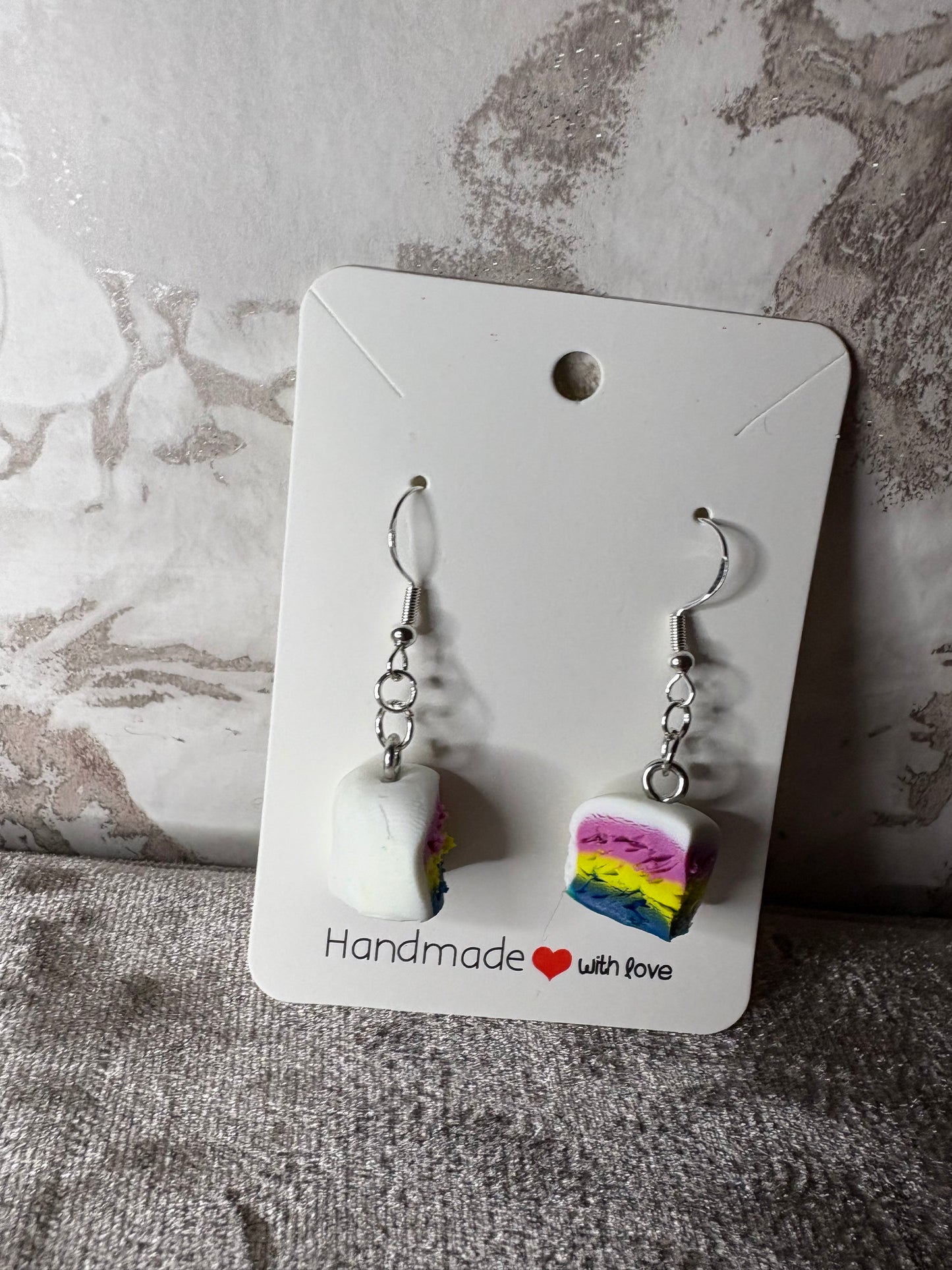 Handmade polymer clay cake slice earrings