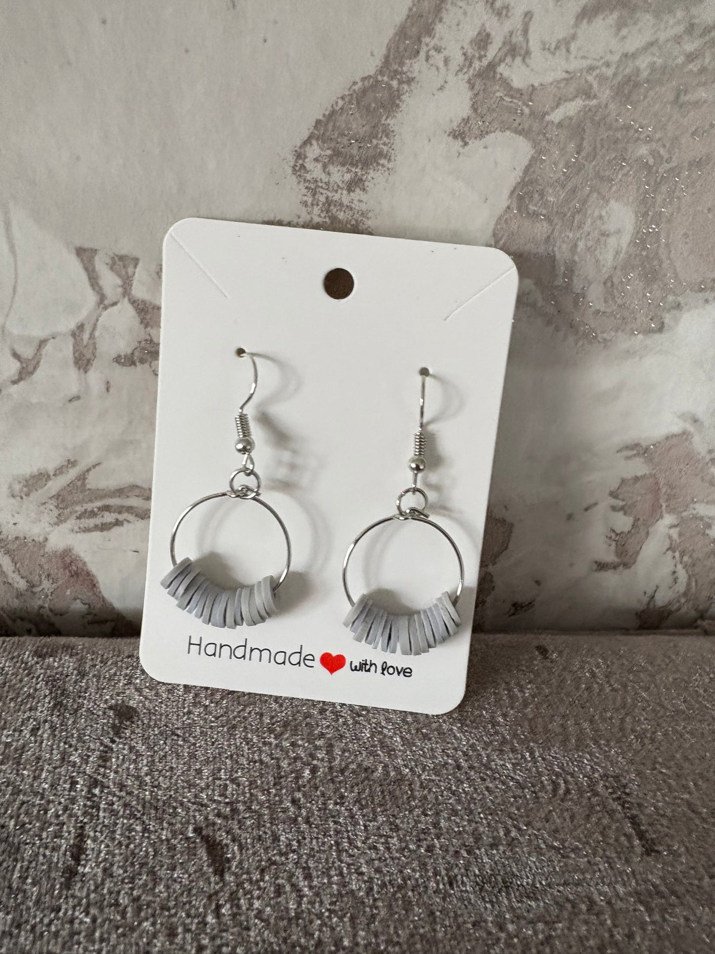 Handmade clay bead hoop dangly earrings