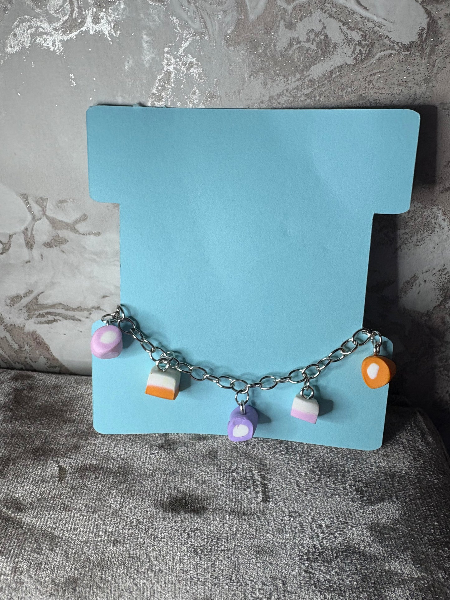 Handmade polymer clay dolly mixture bracelet
