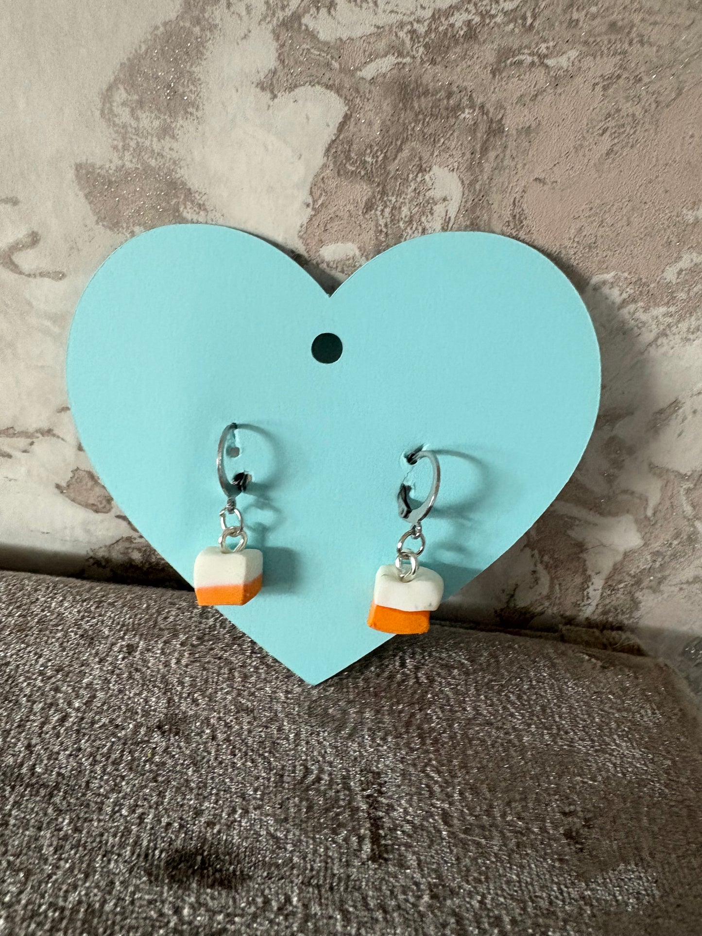 Handmade polymer clay square dolly mixture Huggies earrings