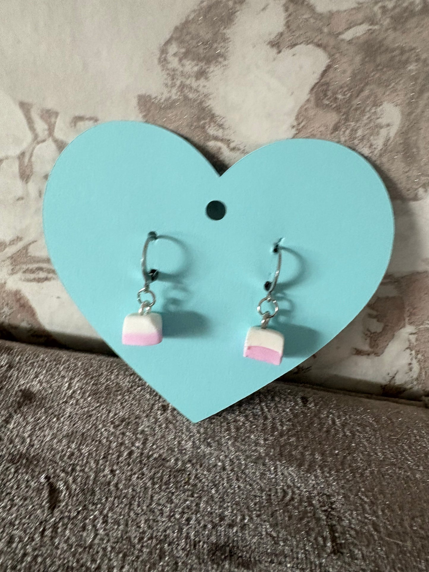 Handmade polymer clay square dolly mixture Huggies earrings