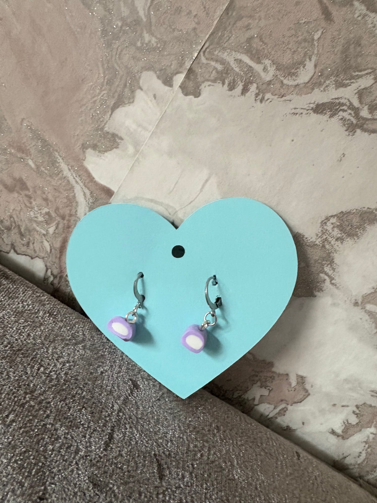 Handmade polymer clay round dolly mixture Huggies earrings