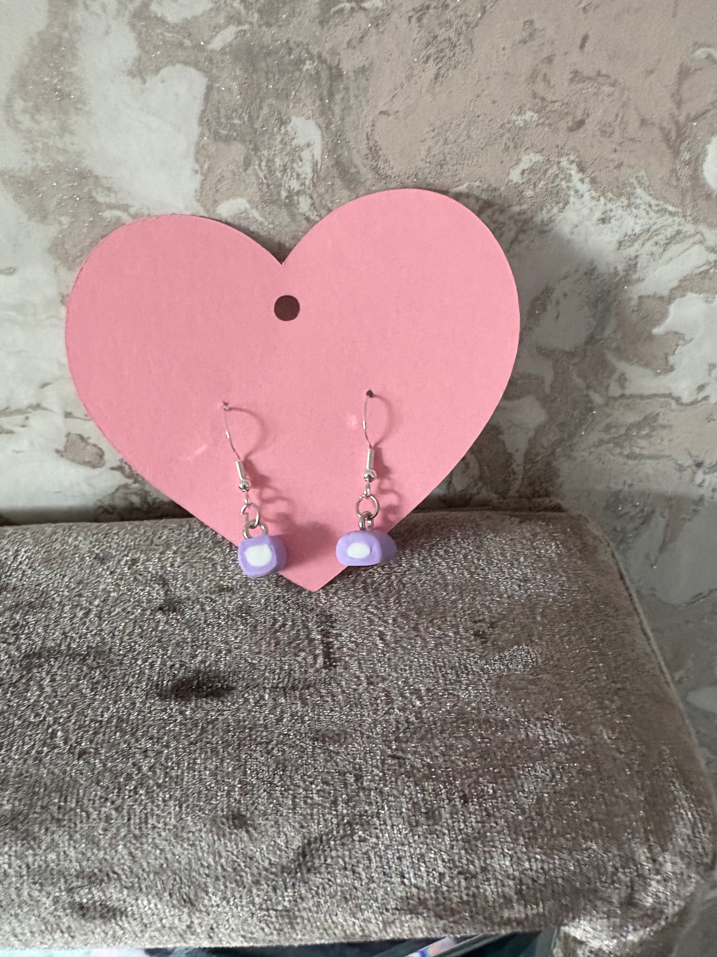 Handmade polymer clay round dolly mixture hook earrings