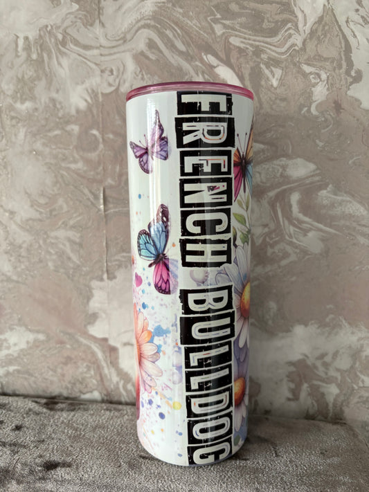 Handmade 20oz French bulldog tumbler