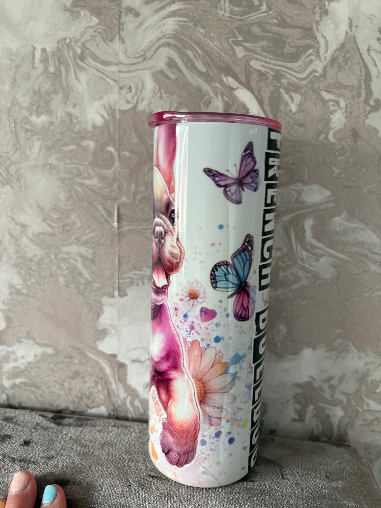 Handmade 20oz French bulldog tumbler