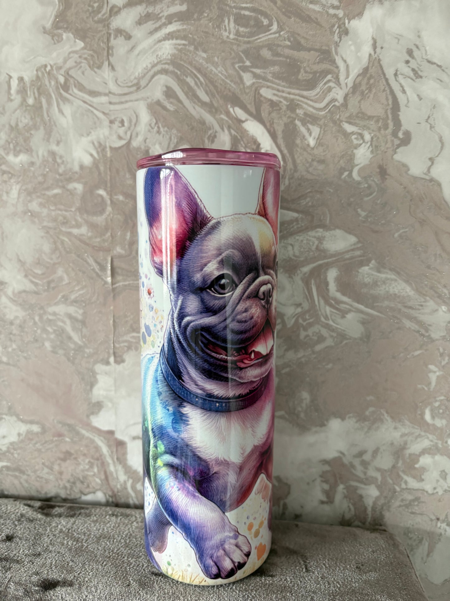Handmade 20oz French bulldog tumbler