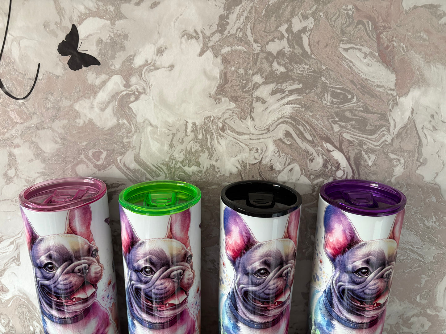Handmade 20oz French bulldog tumbler