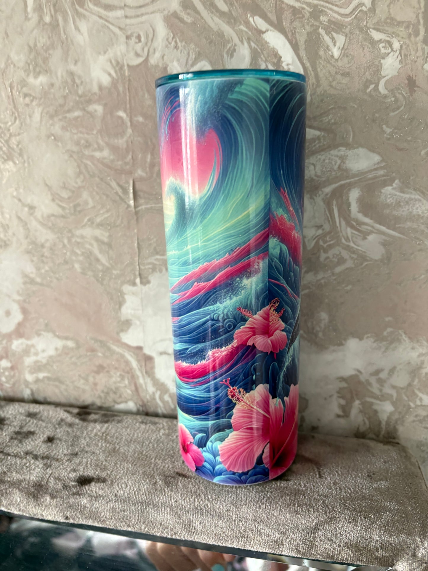 Handmade 20oz dolphin tumbler