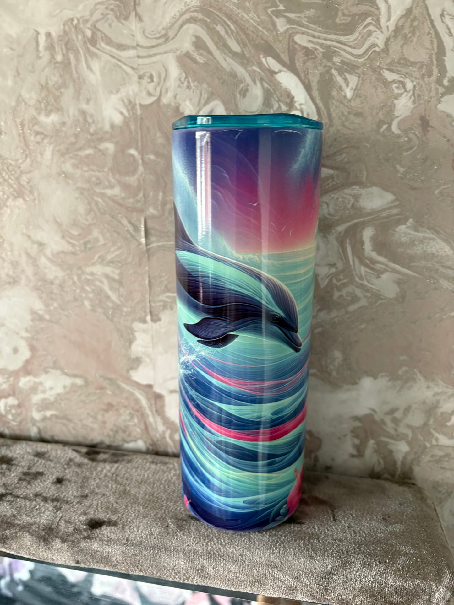 Handmade 20oz dolphin tumbler