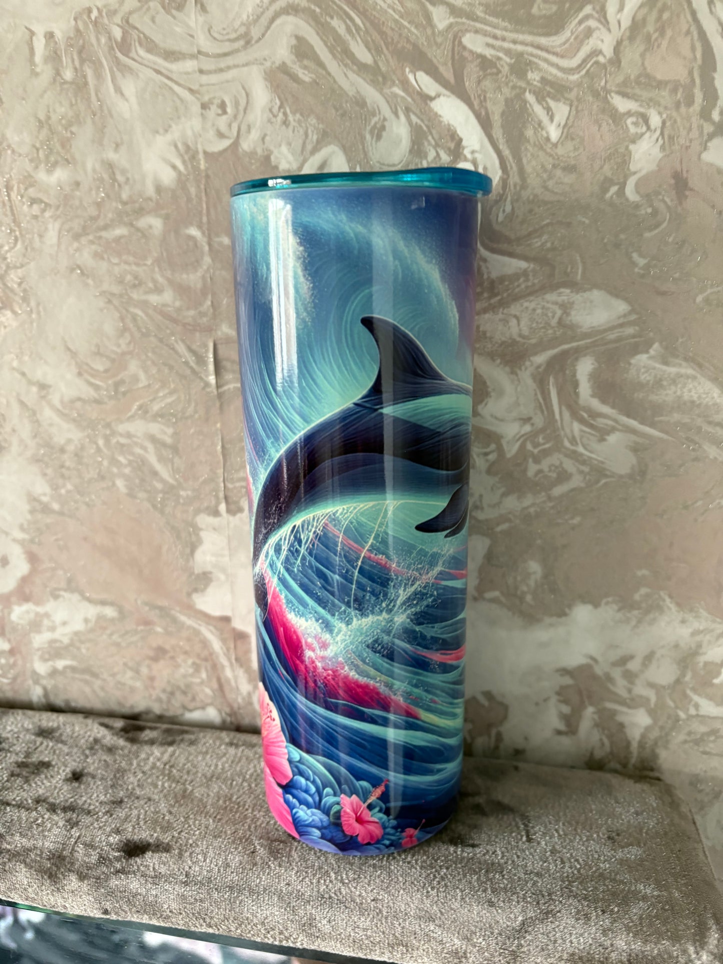 Handmade 20oz dolphin tumbler